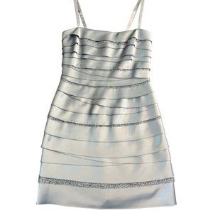 BCBGMaxAzria Asymmetric Silver Bluish Grey Mini dress with sequence size 2